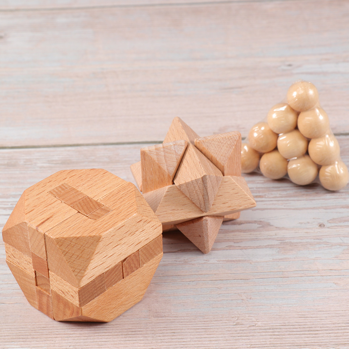 Kids Education Fun - 1Set Wooden Pyramid Puzzle Brain Teaser