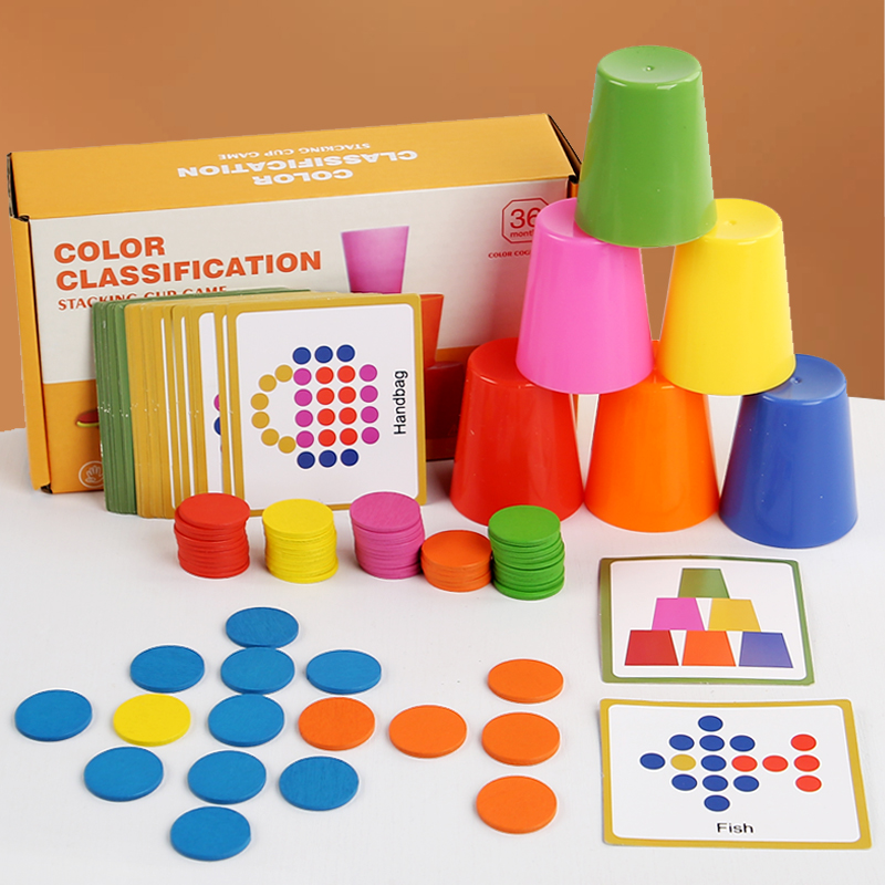 Kids Education Table - Children's Stacked Cup Game Fun Color