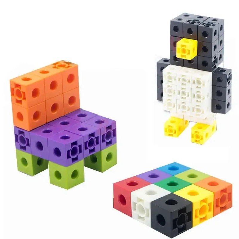 100PCS Set Linking Cubes Math  - Brain Teaser Cube 评论和价格