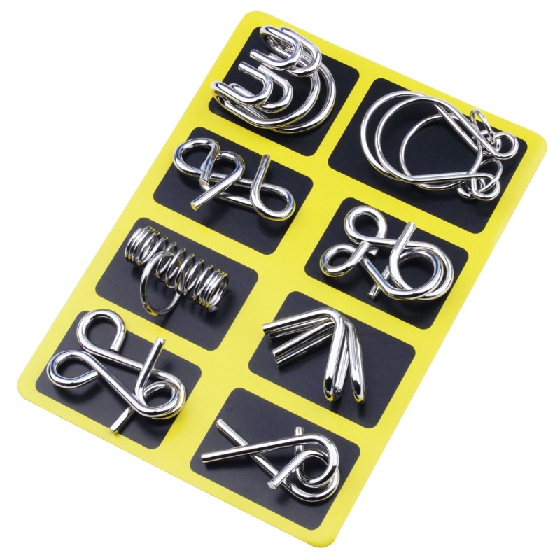 8 Pieces Metal Puzzle Set Clas - Brain Teaser Cube 评论和价格