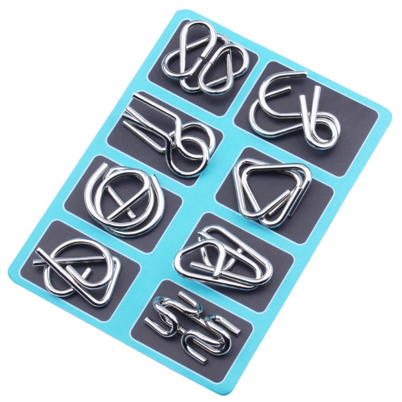 8 Pieces Metal Puzzle Set Clas - Brain Teaser Cube 评论和价格