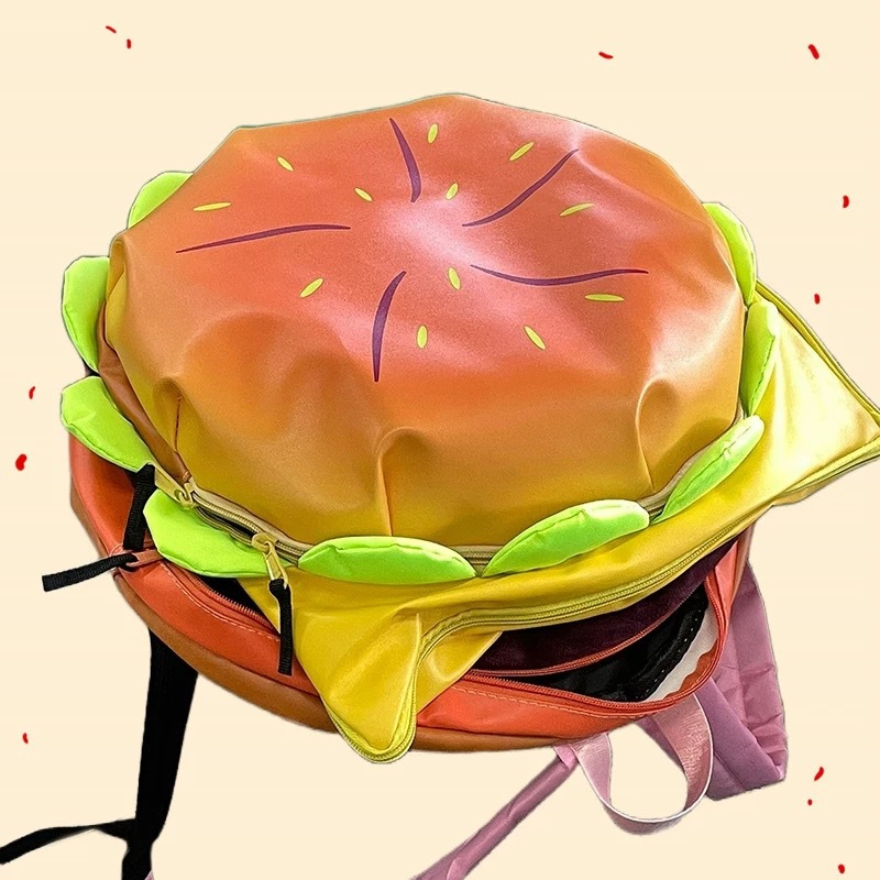 2026 Cute 3D Hamburger Backpac - Kids Education School 评论和价格