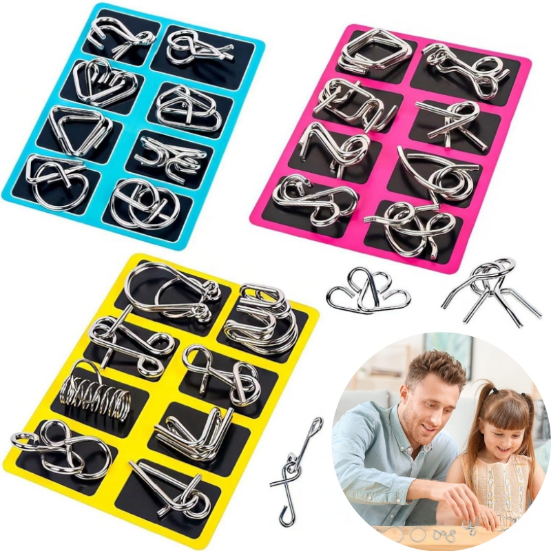 Chinese Kongming Lock 8Pcs Met - Brain Teaser Cube 评论和价格